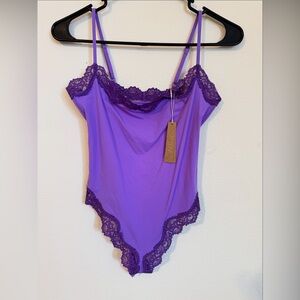 Purple Lace Trim Bodysuit